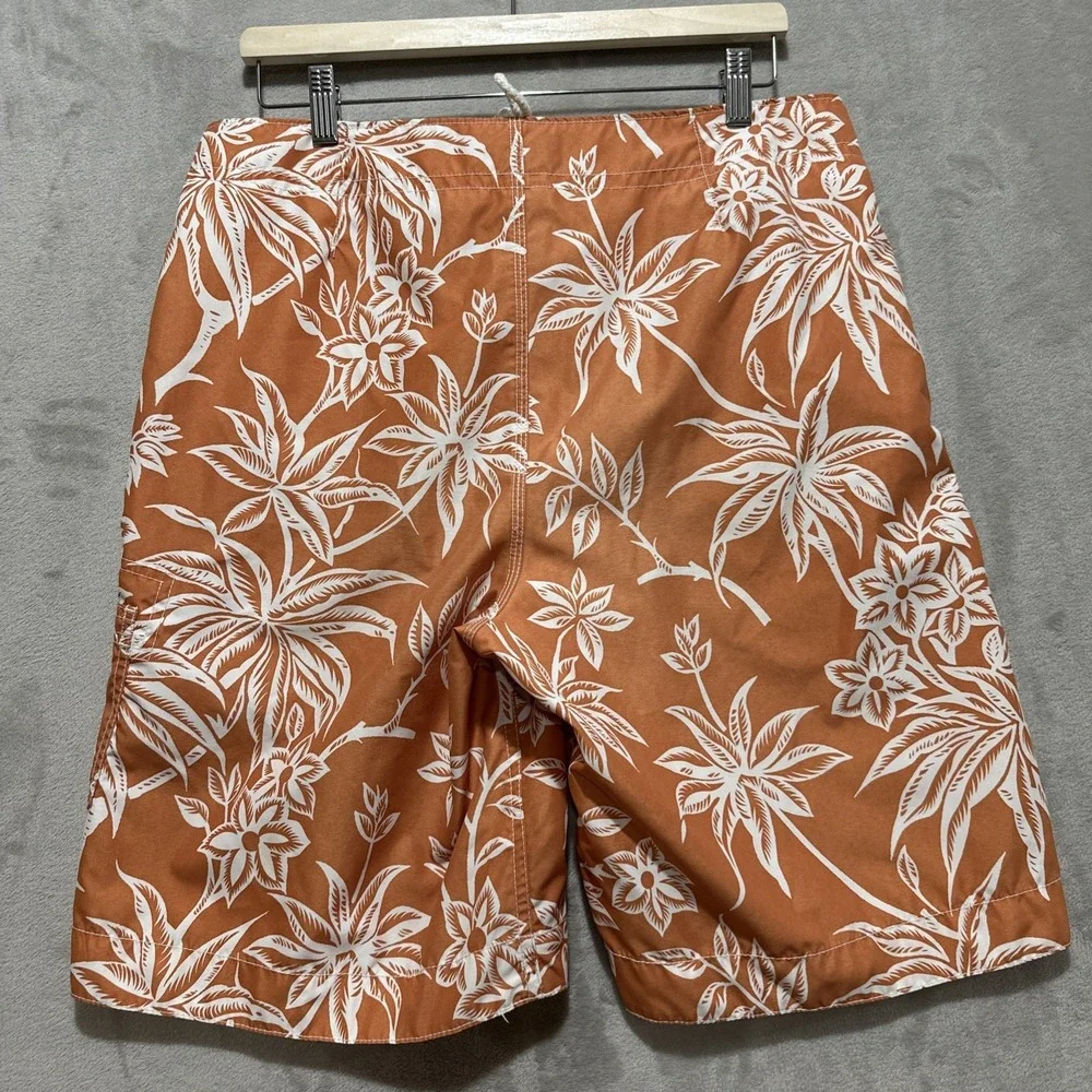 Polo‎ Ralph Lauren Board Shorts Men's M Orange White Floral Lined Lace Up Front
